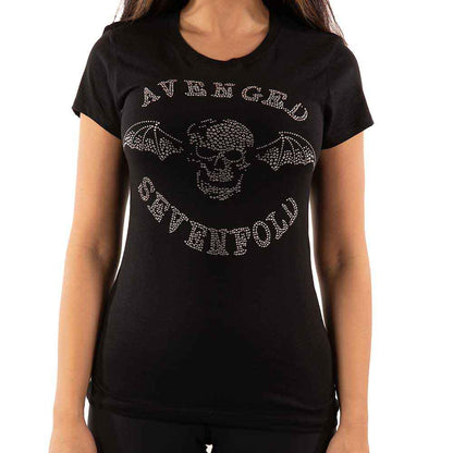 Avenged Sevenfold Ladies T-Shirt: Death Bat (Black) (Embellished)