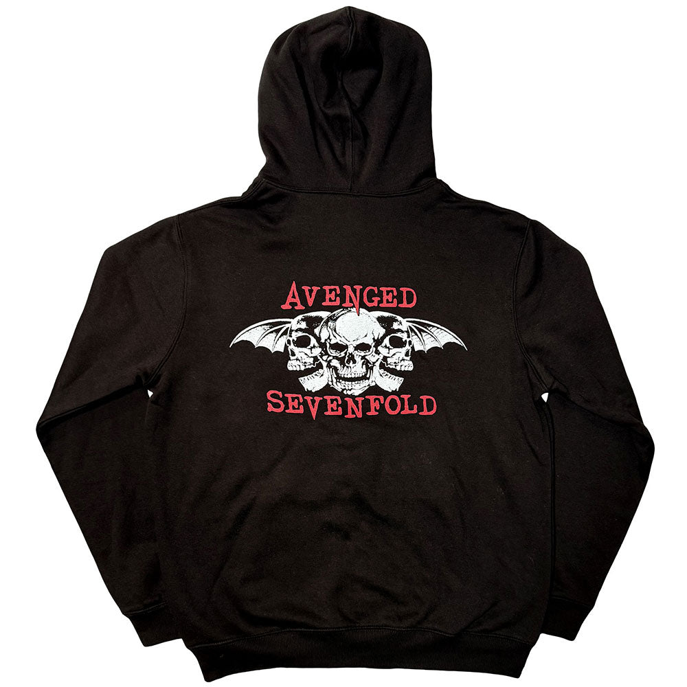 Avenged Sevenfold Unisex Zipped Hoodie: Dead Head (Black) (Back Print)