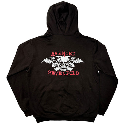 Avenged Sevenfold Unisex Zipped Hoodie: Dead Head (Black) (Back Print)