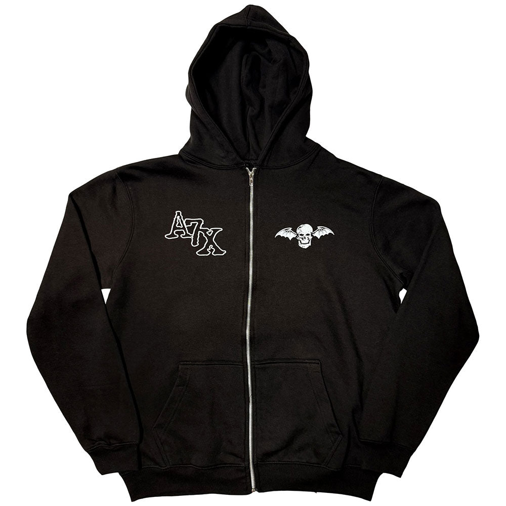 Avenged Sevenfold Unisex Zipped Hoodie: Dead Head (Black) (Back Print)
