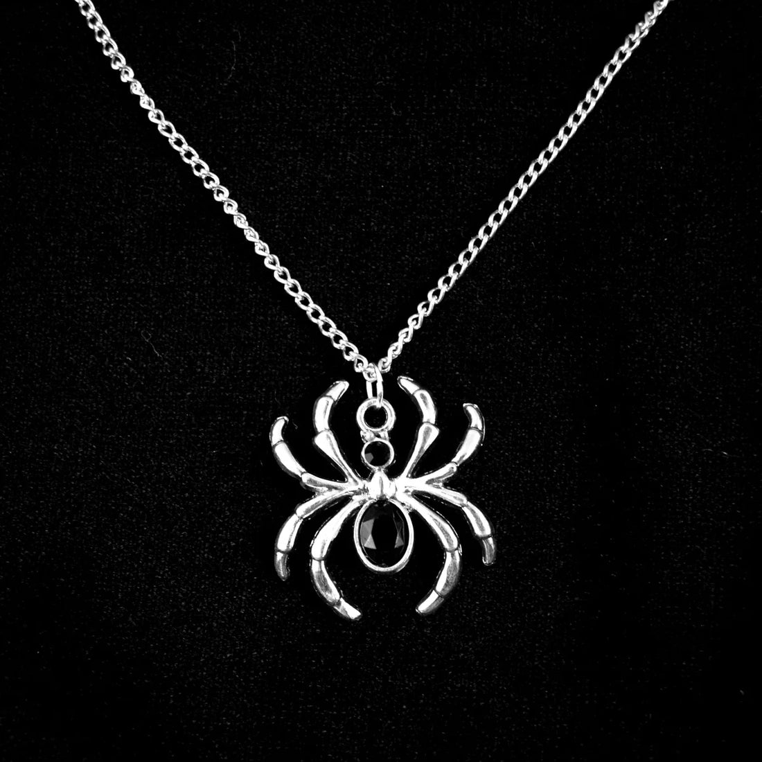 Black Gem Spider Necklace