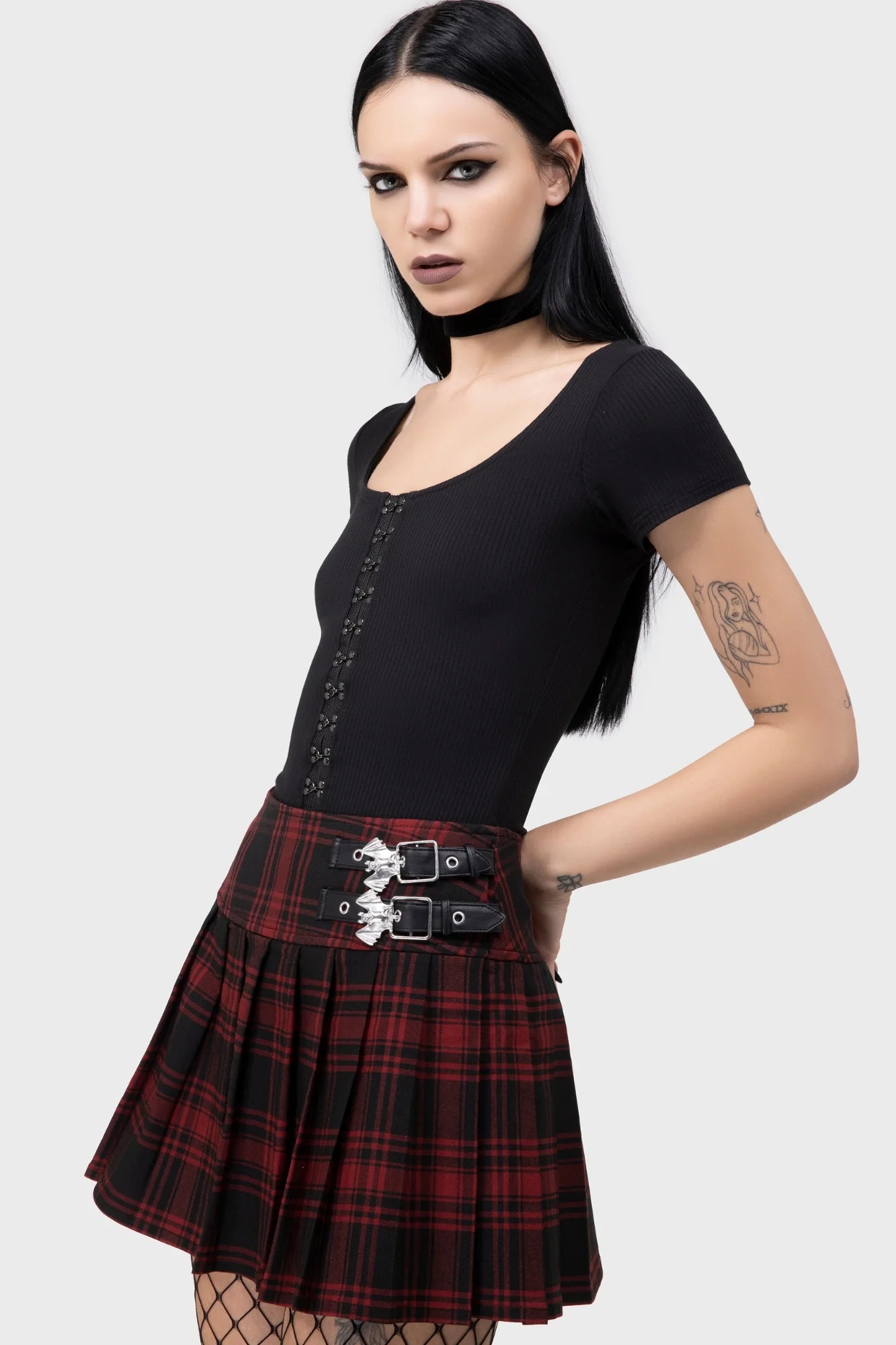 Bat Girl Skirt - Tartan (✦ Killstar)