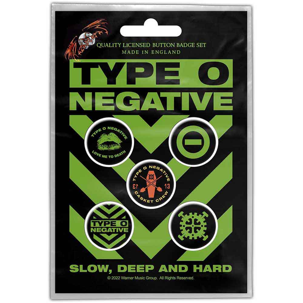 Type O Negative Button Badge Pack: Slow, Deep &amp; Hard