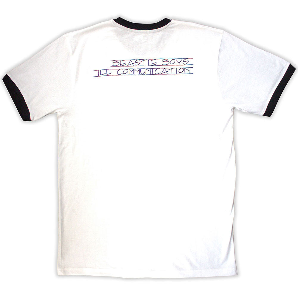 The Beastie Boys Unisex Ringer T-Shirt: Record Label (White) (Back Print)