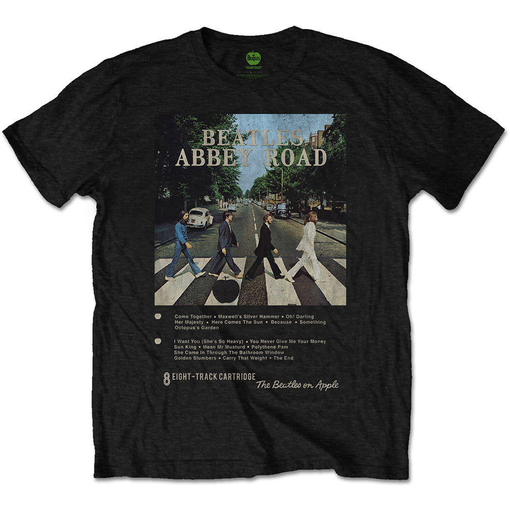 The Beatles Unisex T-Shirt: Abbey Road 8 Track (Black)