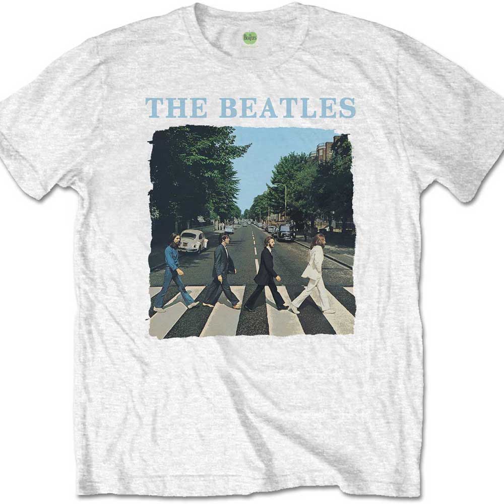 The Beatles Unisex T-Shirt: Abbey Road &amp; Logo (White)
