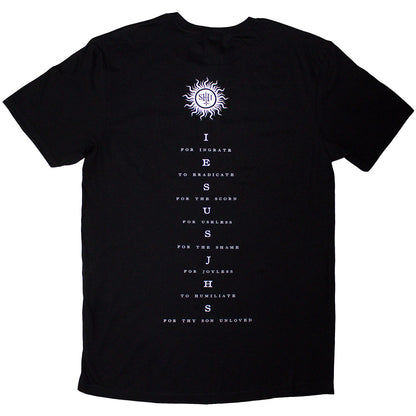 Behemoth Unisex T-Shirt: The Shit Ov God Vertical Logo Cover (Black) (Back Print)