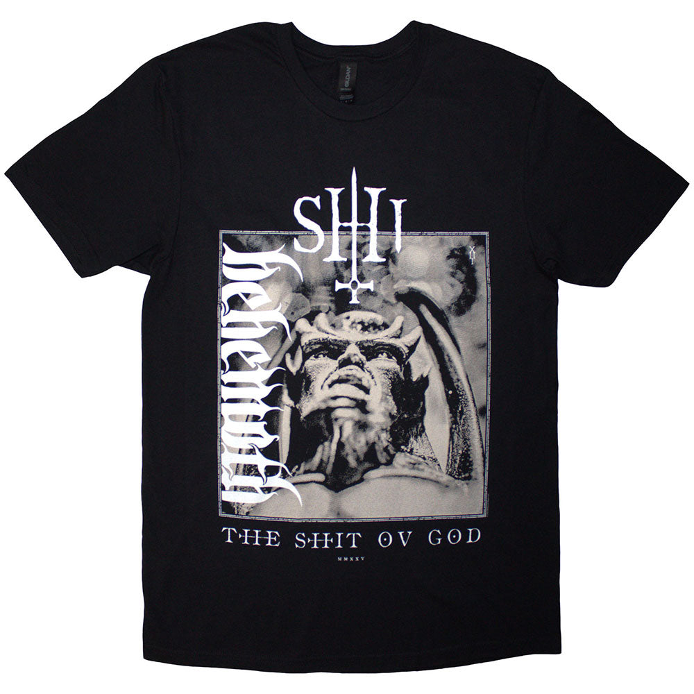 Behemoth Unisex T-Shirt: The Shit Ov God Vertical Logo Cover (Black) (Back Print)