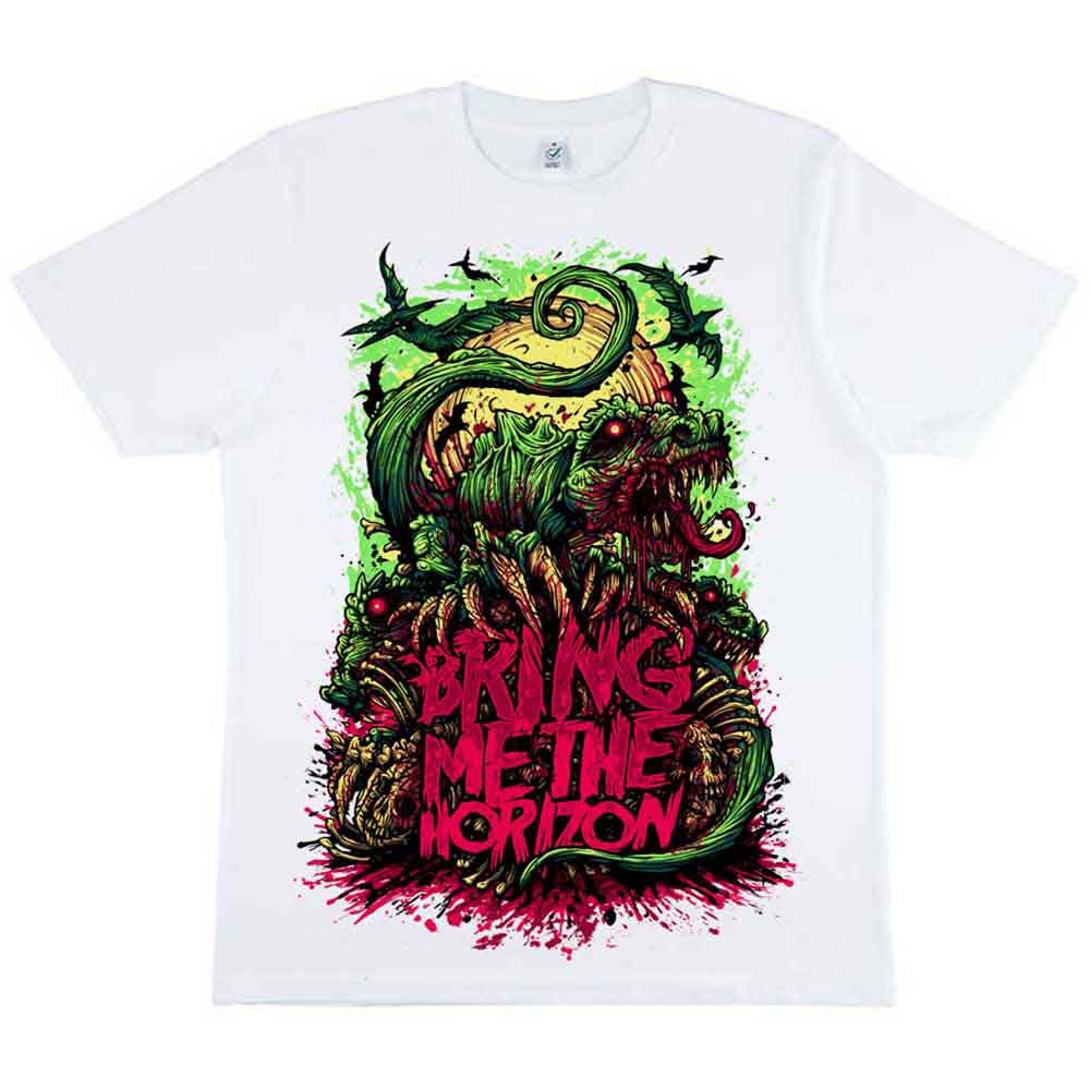 Bring Me The Horizon Unisex T-Shirt: Dinosaur (White)