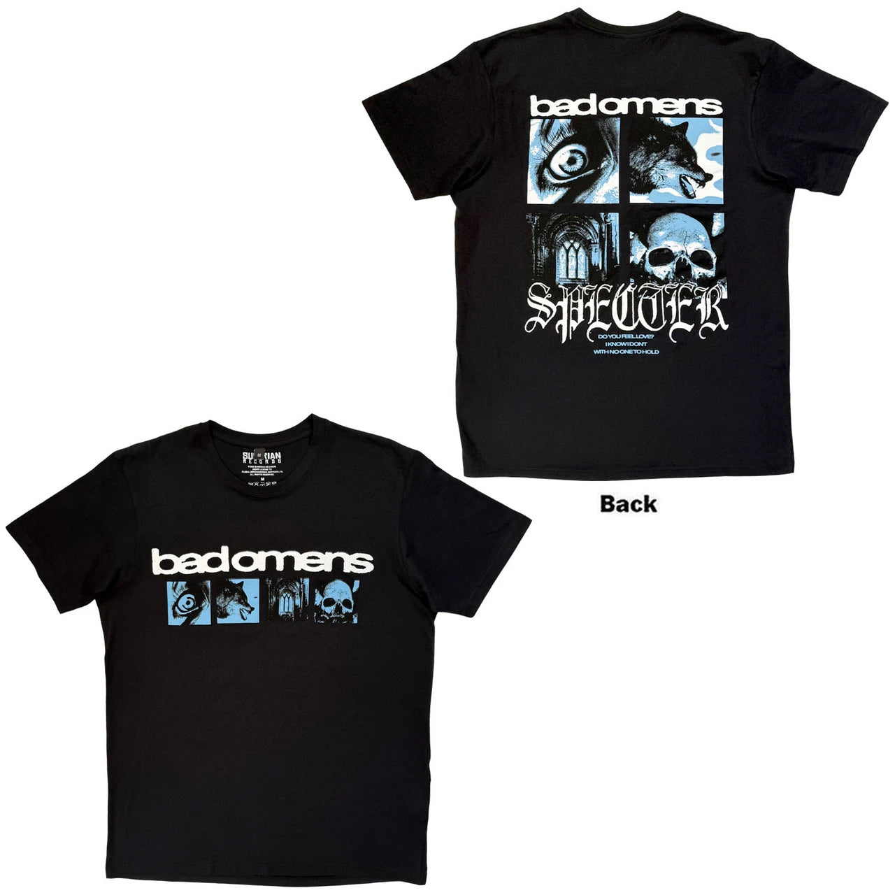 Bad Omens Unisex Premium Carbon T-Shirt: Specter Collage (Black) (Back Print)