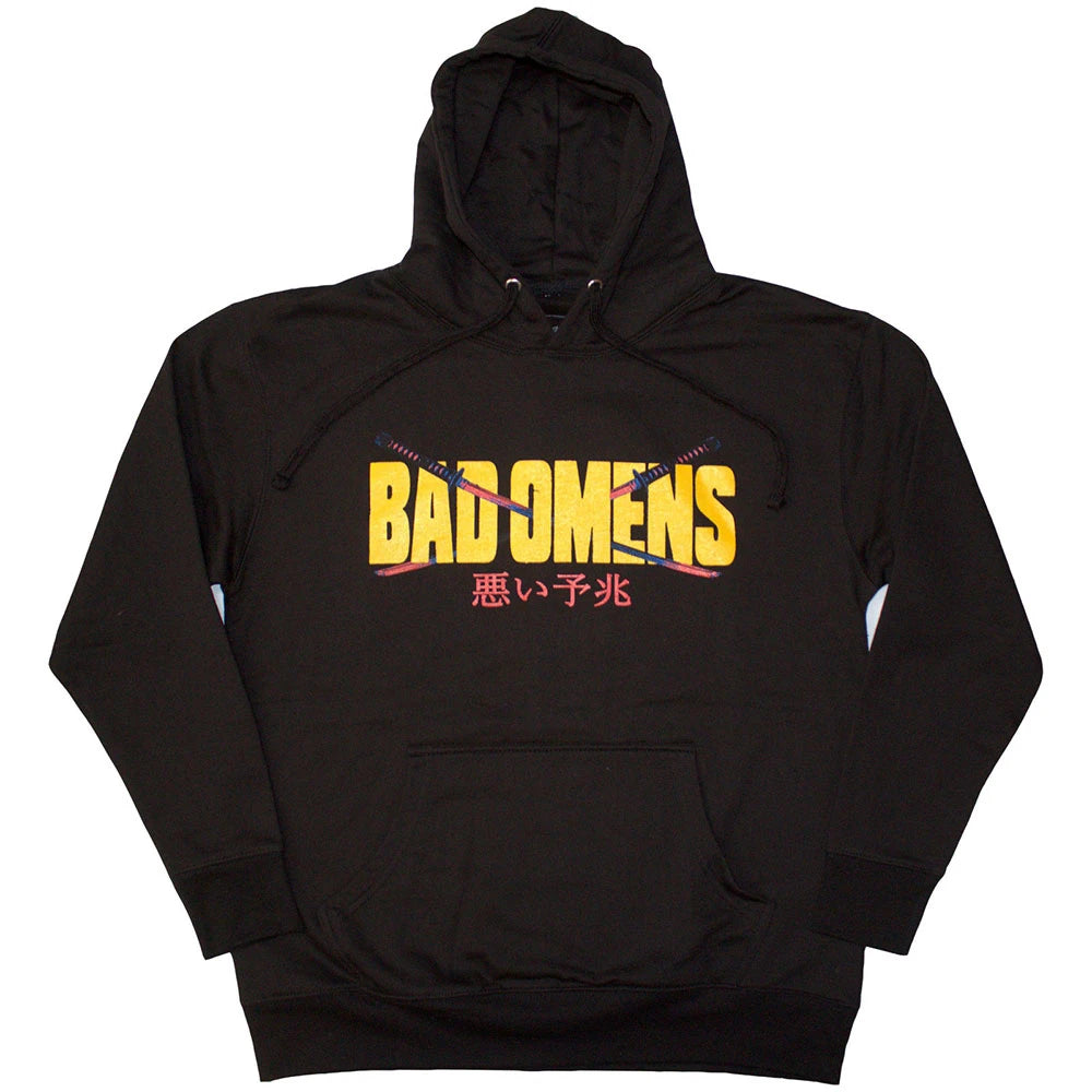 Bad Omens Unisex Pullover Hoodie: Samurai Woman (Black) (Back Print)
