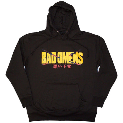 Bad Omens Unisex Pullover Hoodie: Samurai Woman (Black) (Back Print)