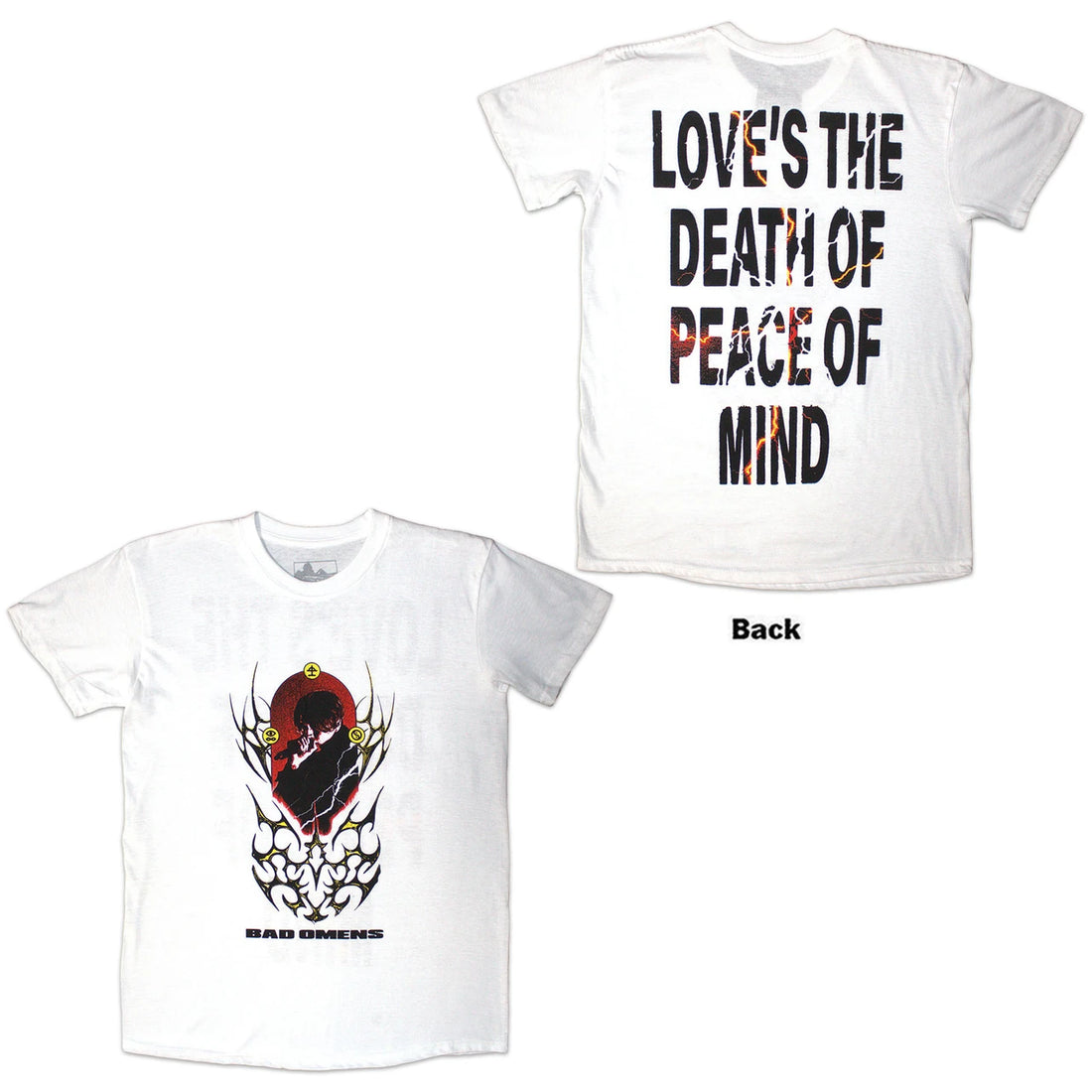 Bad Omens Unisex T-Shirt: The Death Of Peace Of Mind (White) (Back Print)
