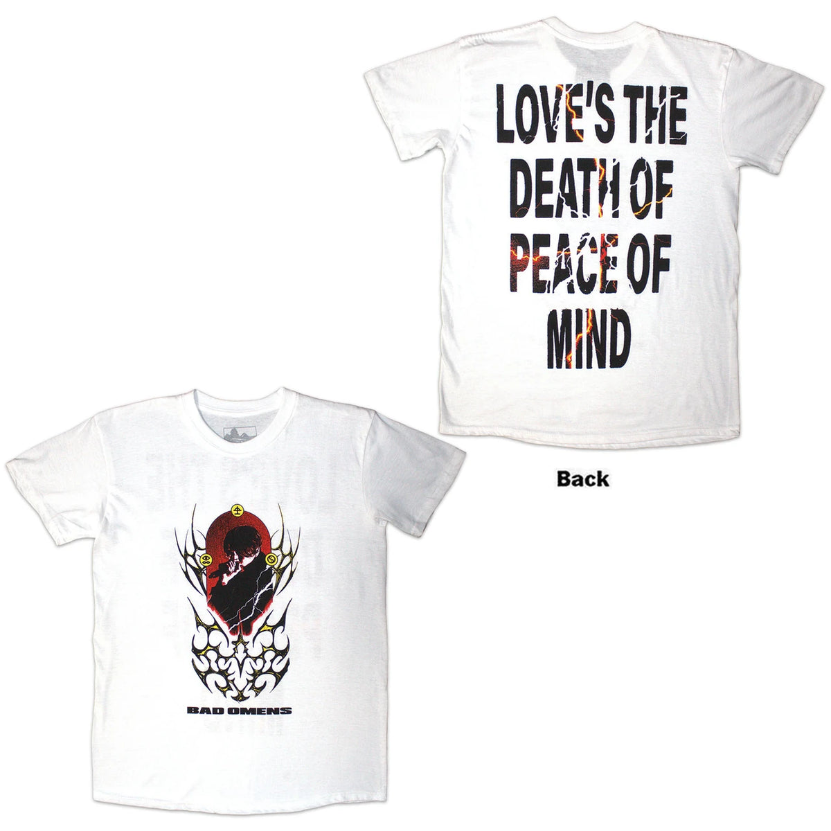 Bad Omens Unisex T-Shirt: The Death Of Peace Of Mind (White) (Back Print)