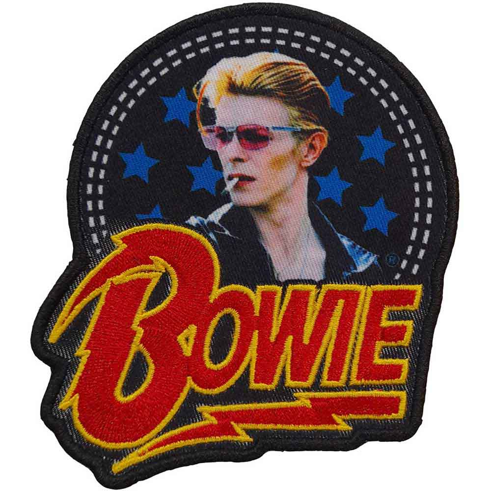David Bowie Standard Patch: Smoking Woven Logo 