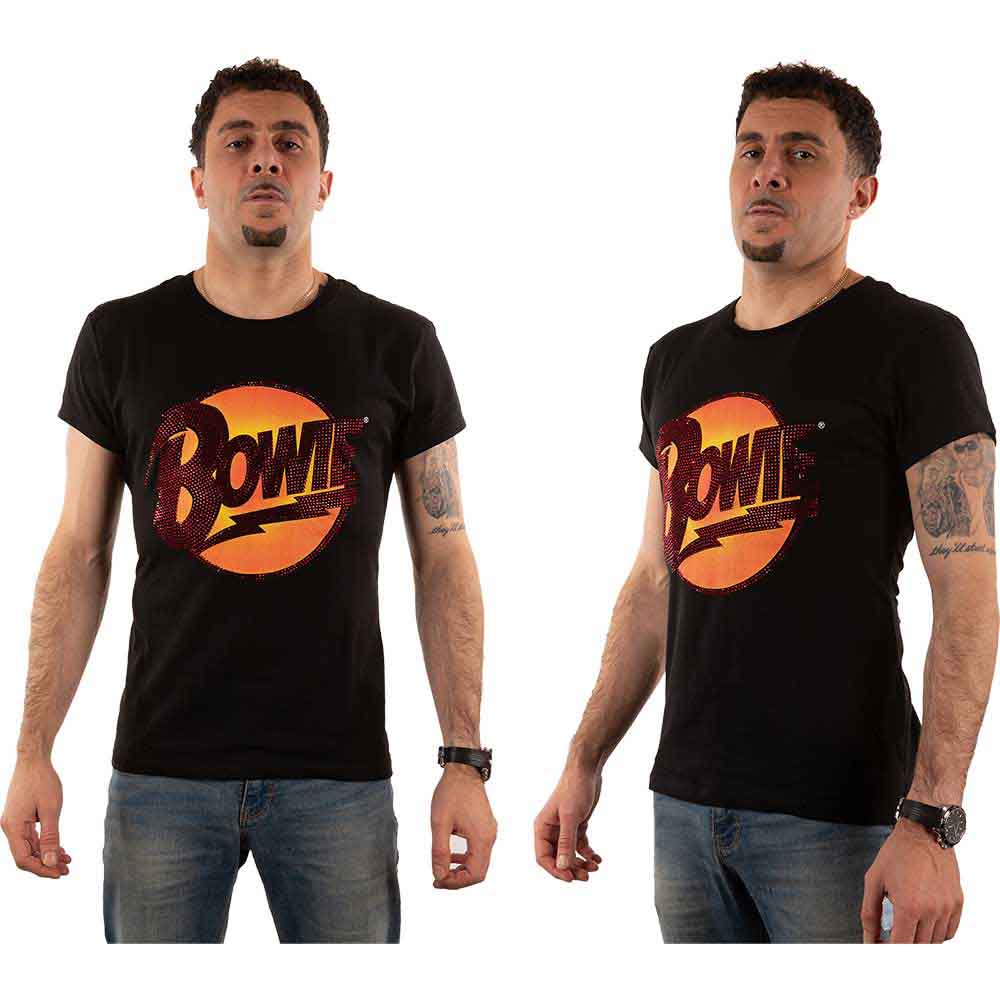 David Bowie Unisex T-Shirt: Diamond Dogs Logo (Black) (Embellished) 