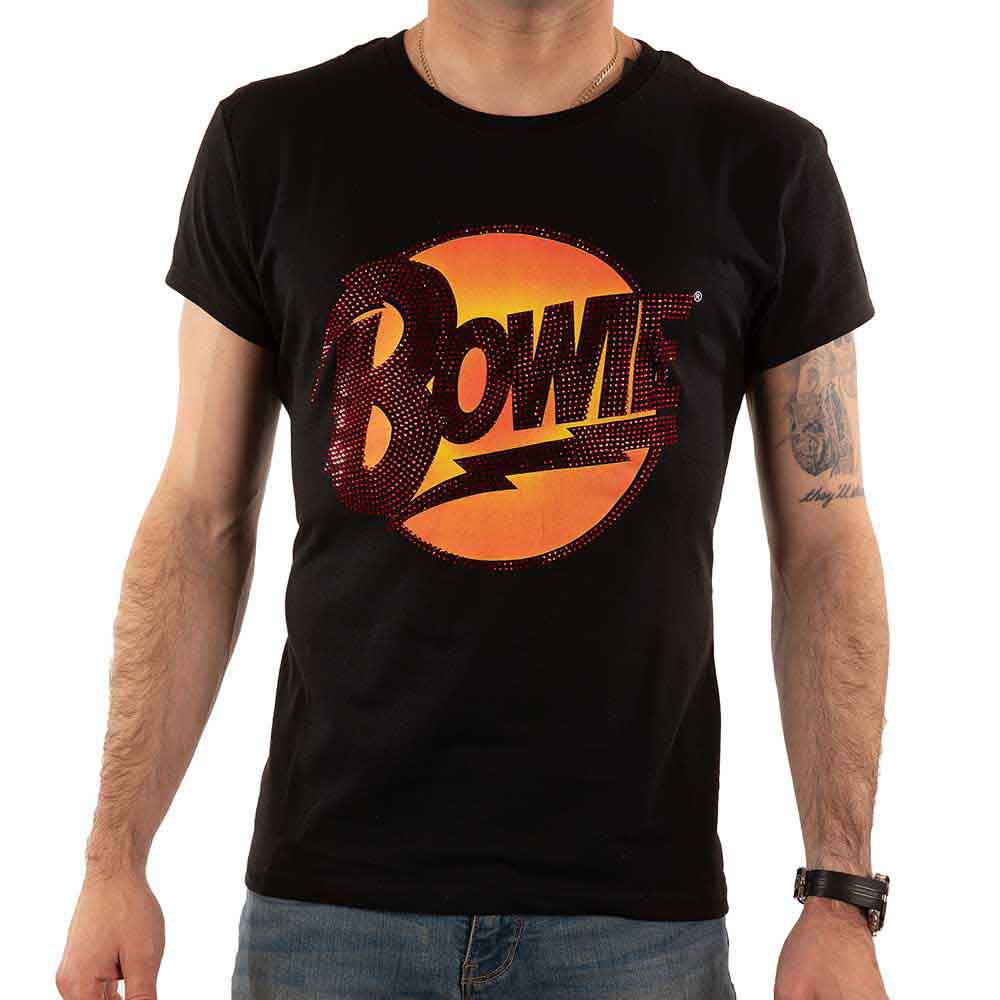 David Bowie Unisex T-Shirt: Diamond Dogs Logo (Black) (Embellished) 