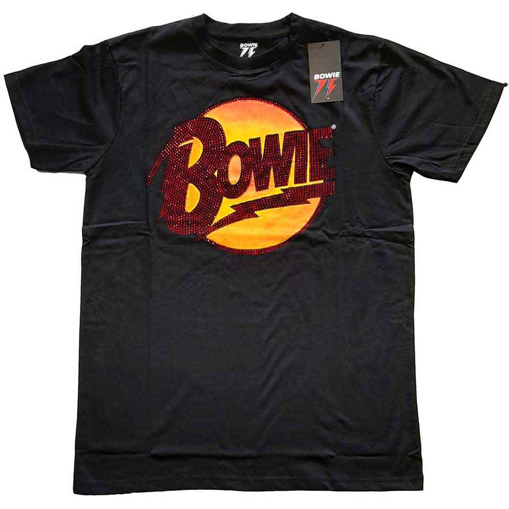 David Bowie Unisex T-Shirt: Diamond Dogs Logo (Black) (Embellished) 