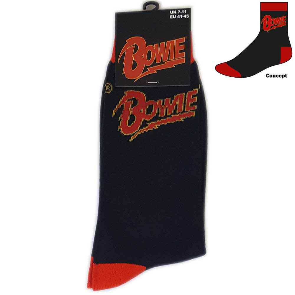 David Bowie Unisex Ankle Socks: Logo (Black) (UK Size 7 - 11)