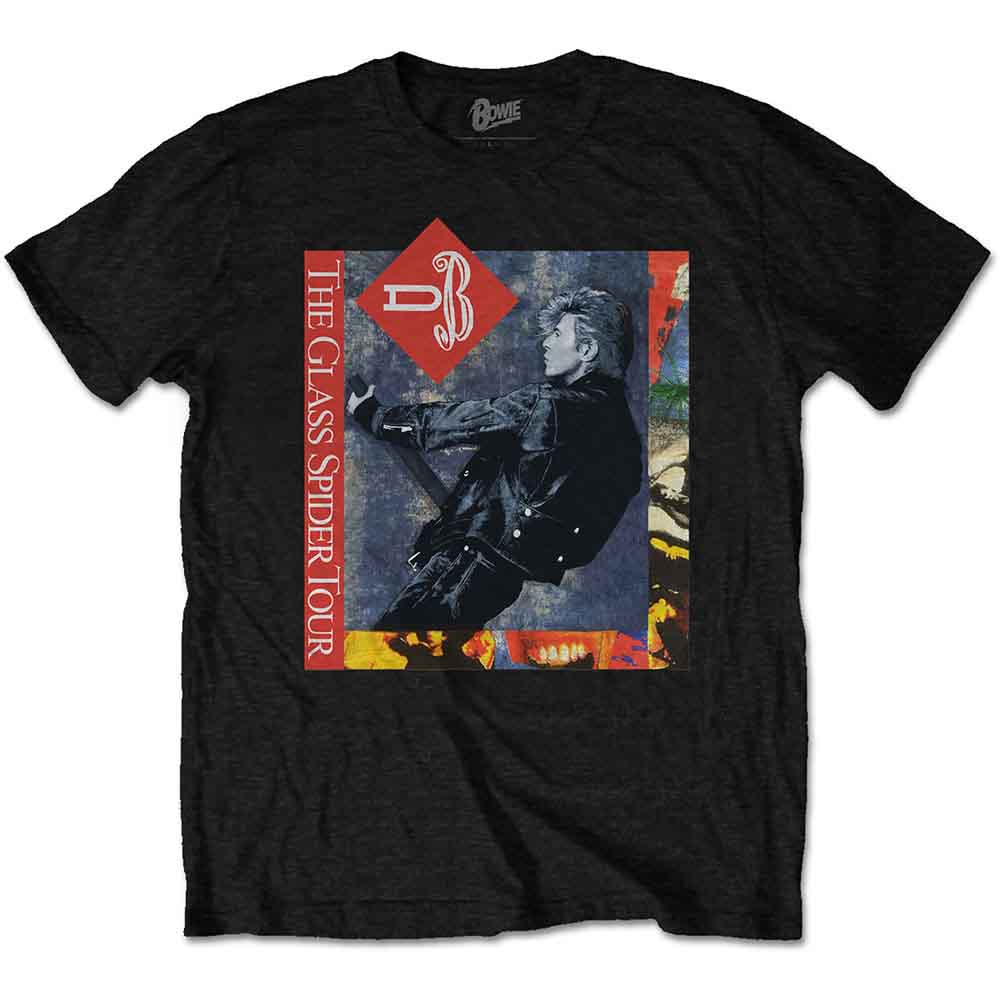 David Bowie Unisex T-Shirt: Glass Spider Tour (Black) (Back Print) 