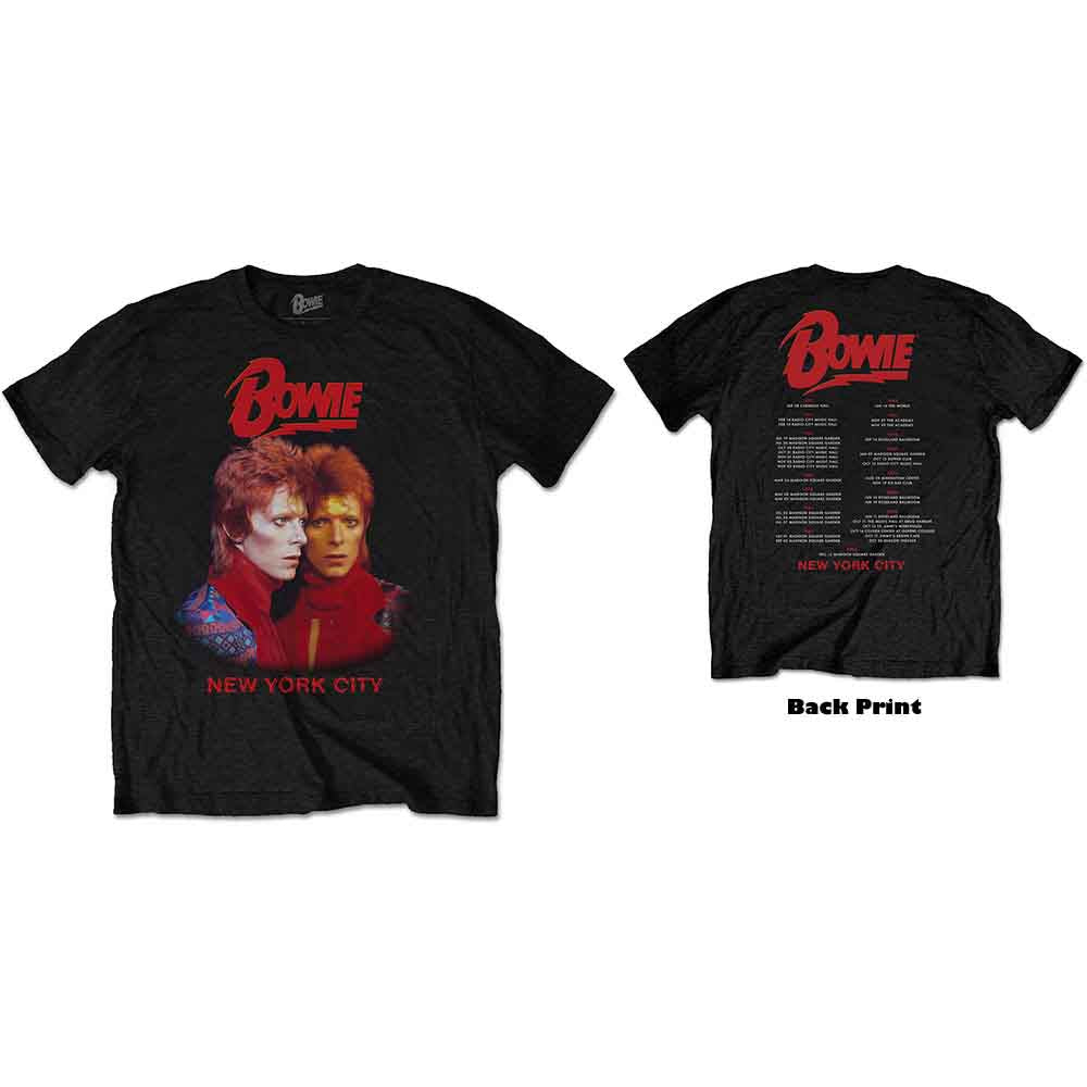 David Bowie Unisex T-Shirt: New York City (Black) (Back Print) 