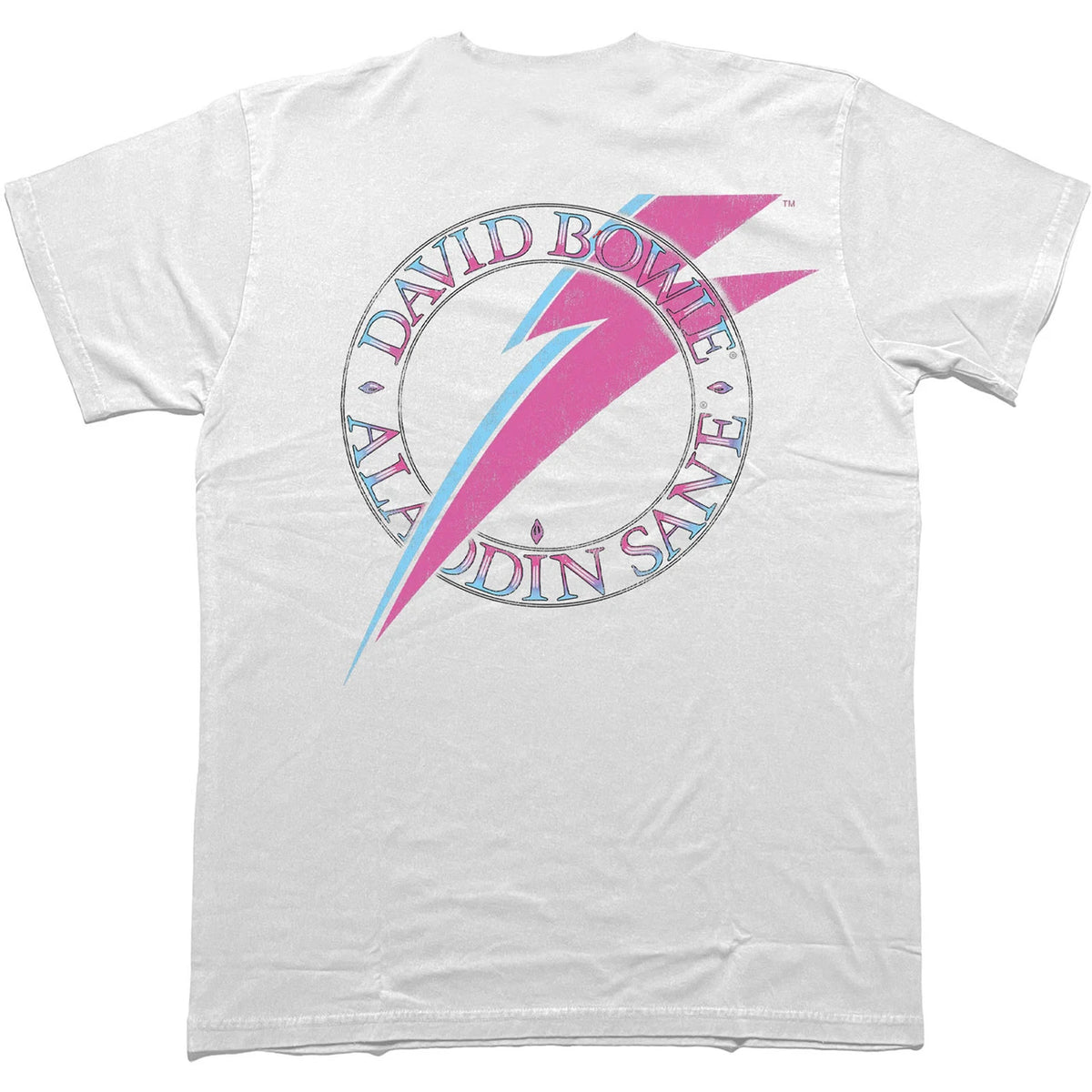 David Bowie Unisex T-Shirt: Aladdin Sane Photos (White) (Back &amp; Sleeve Print)