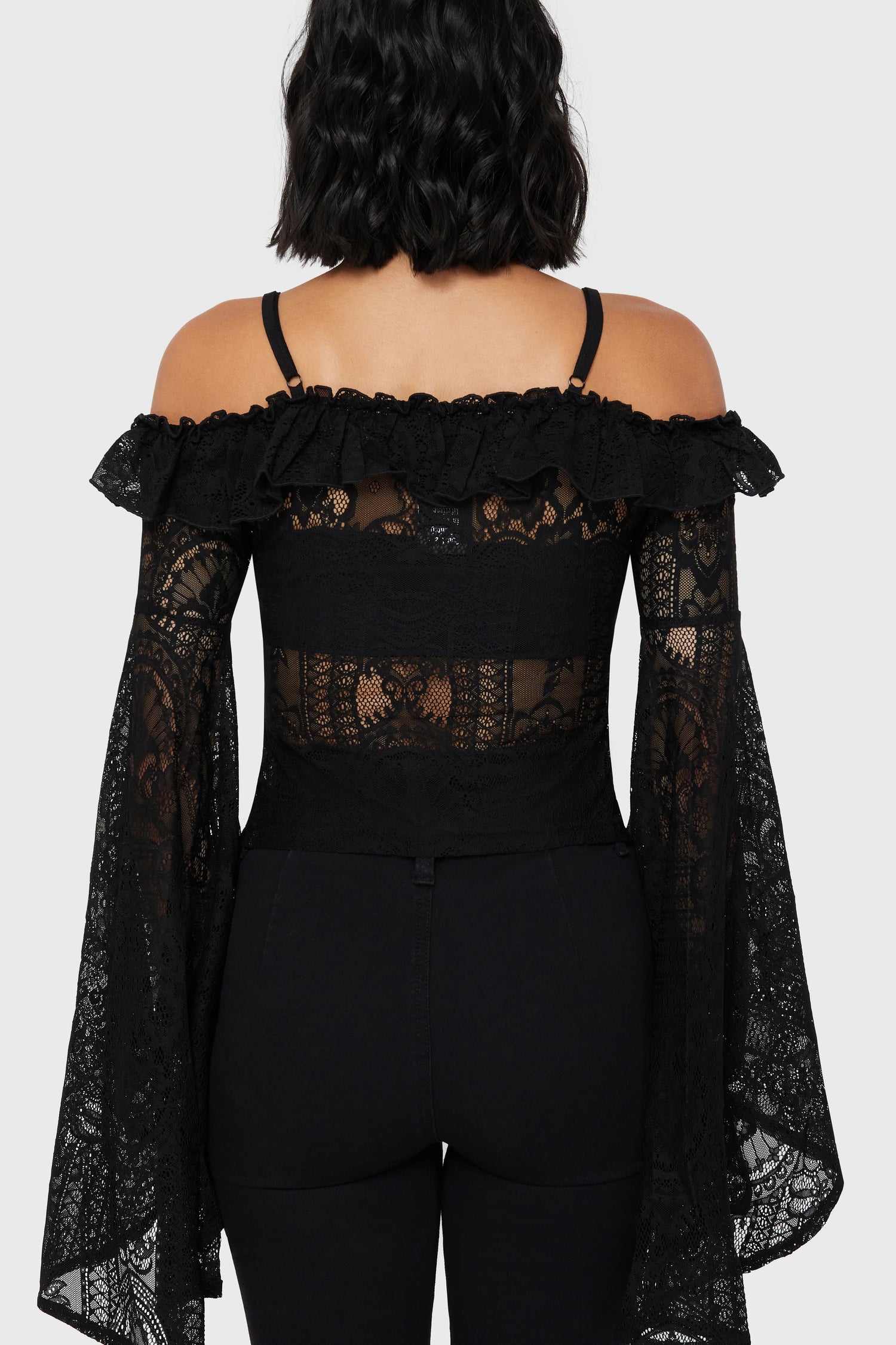 Breathless Lace Bardot Top (Black or Ivory) (✦ Killstar)