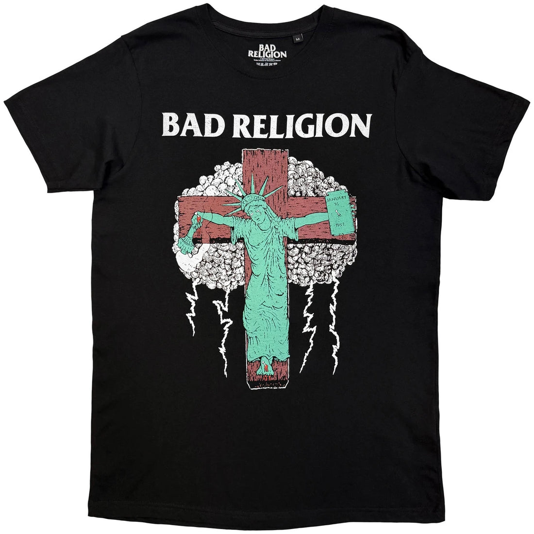 Bad Religion Unisex T-Shirt: Liberty Tour 91 (Black) (Back Print)