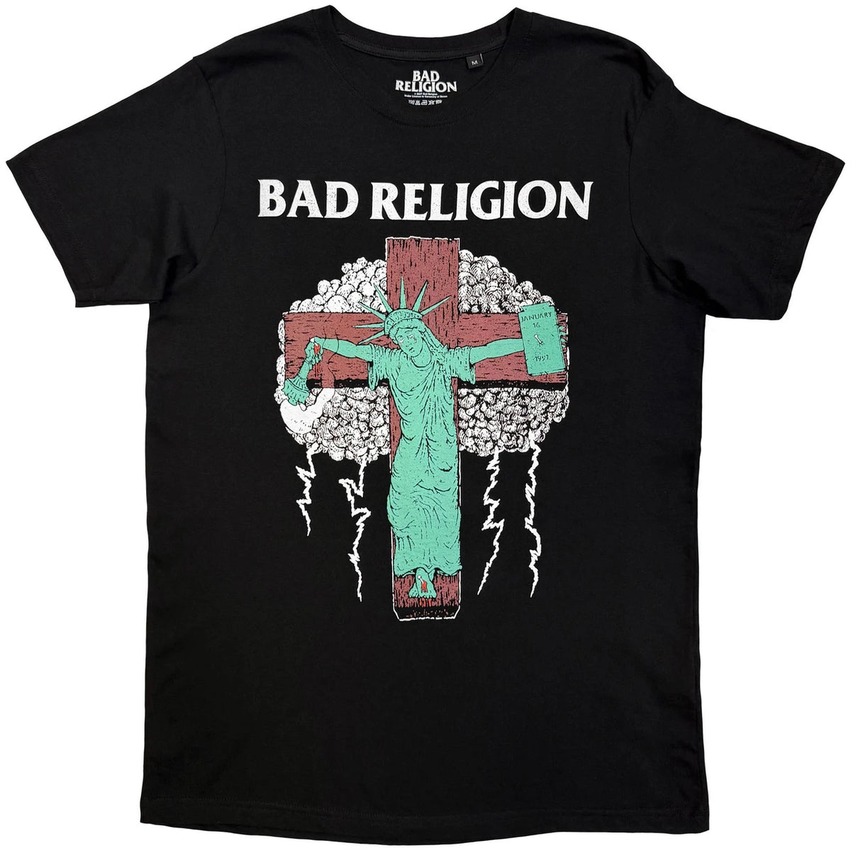 Bad Religion Unisex T-Shirt: Liberty Tour 91 (Black) (Back Print)