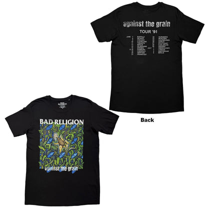 Bad Religion Unisex T-Shirt: Against The Grain Tour 91 (Black) (Back Print) 