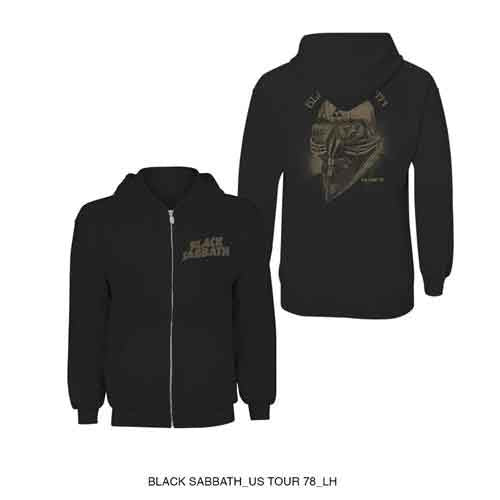 Black Sabbath Unisex Zipped Hoodie: Tour 1978 (Black) (Back Print)