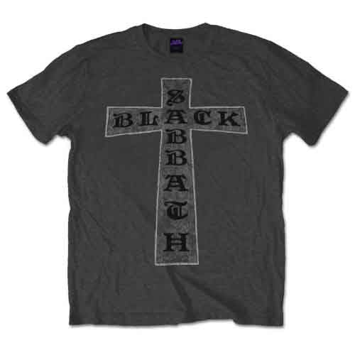 Black Sabbath T Shirt Distressed Cross Band Logo Ufficiale Unisex Nuovo Grigio Black Sabbath T Shirt Distressed Cross Band Logo Ufficiale Unisex Nuovo Grigio