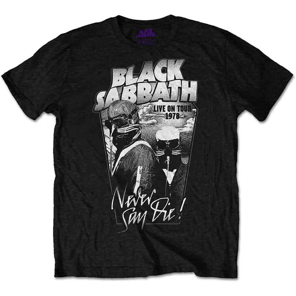 Black Sabbath Unisex T-Shirt: Never Say Die Grey Tone (Black)