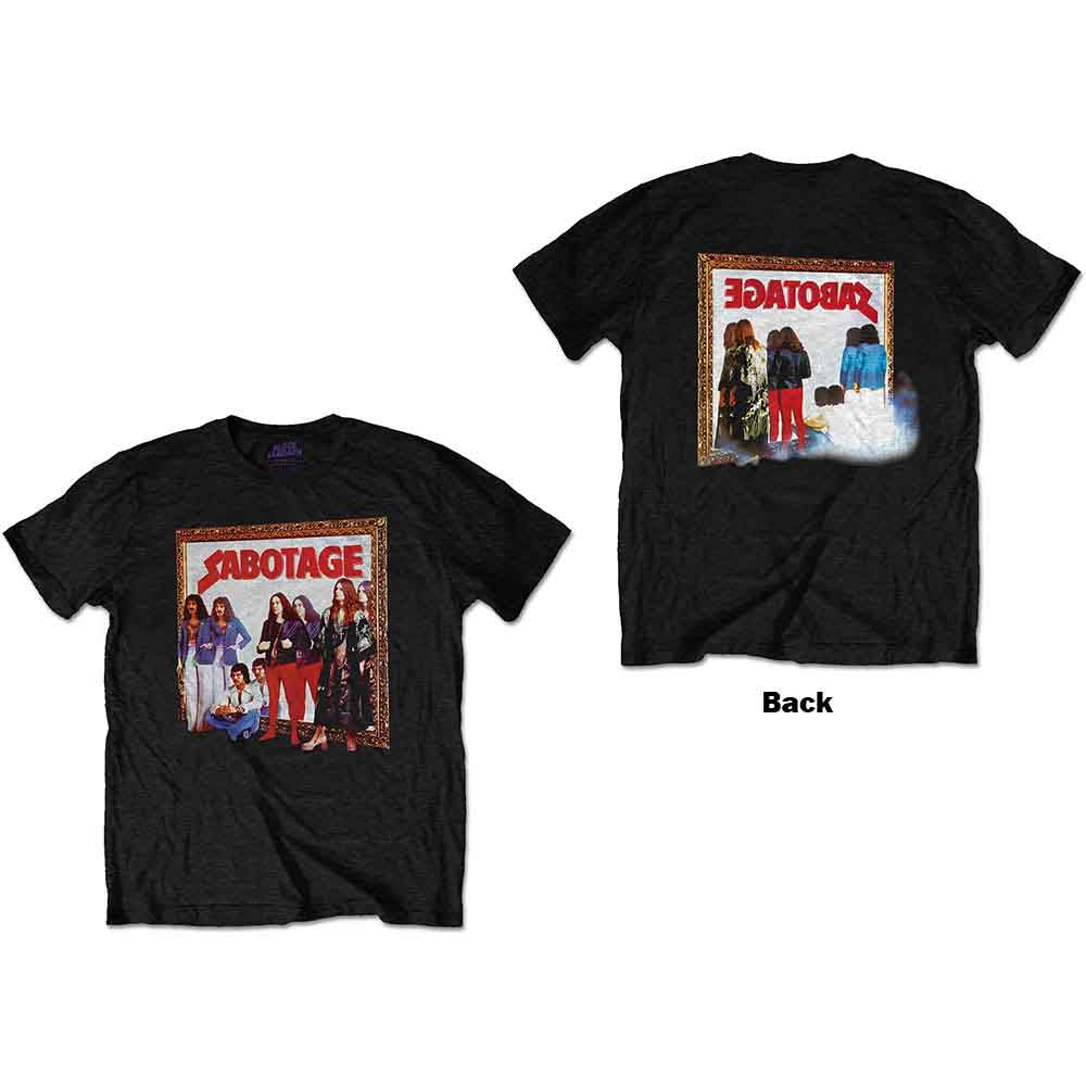 Black Sabbath Unisex T-Shirt: Sabotage (Black) (Back Print)