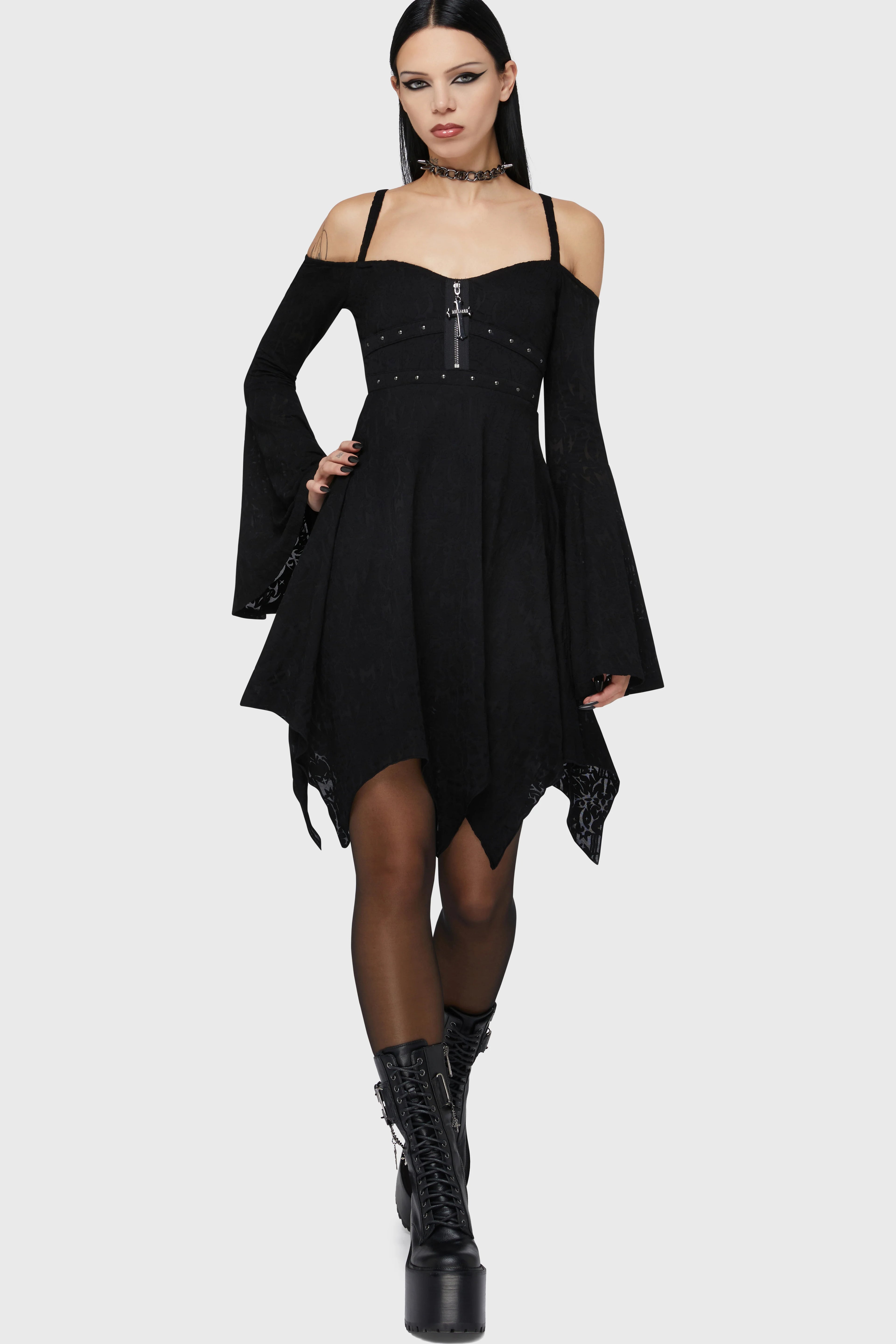 Black Damask Mini Dress (✦ Killstar/Motionless In White)