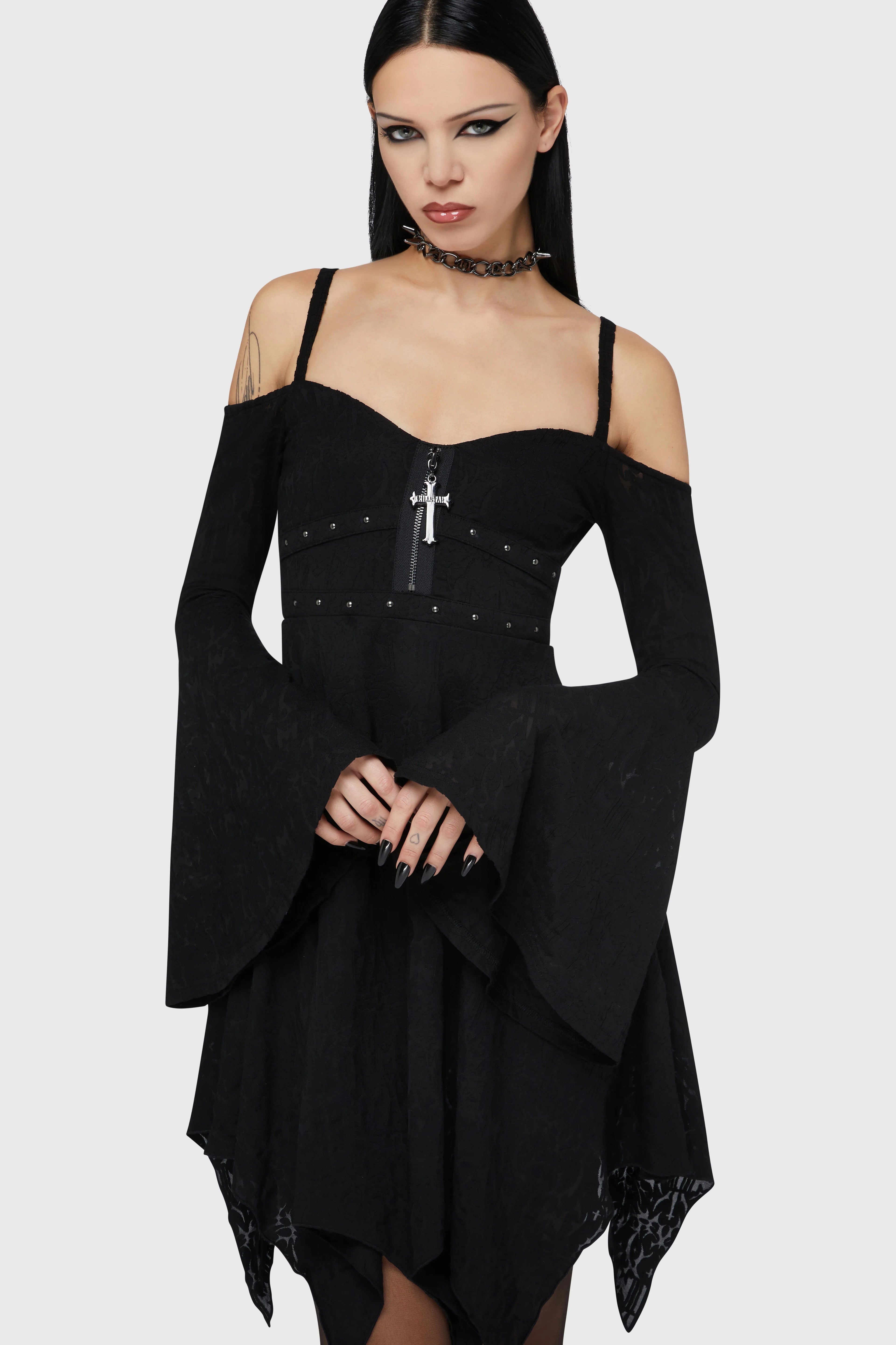 Black Damask Mini Dress (✦ Killstar/Motionless In White)