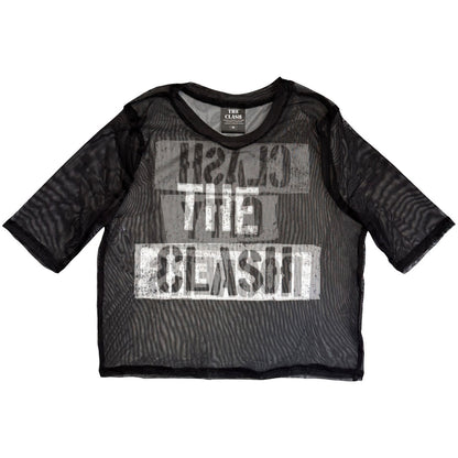 The Clash Ladies Mesh Crop Top: City Rockers (Black) (Back Print)