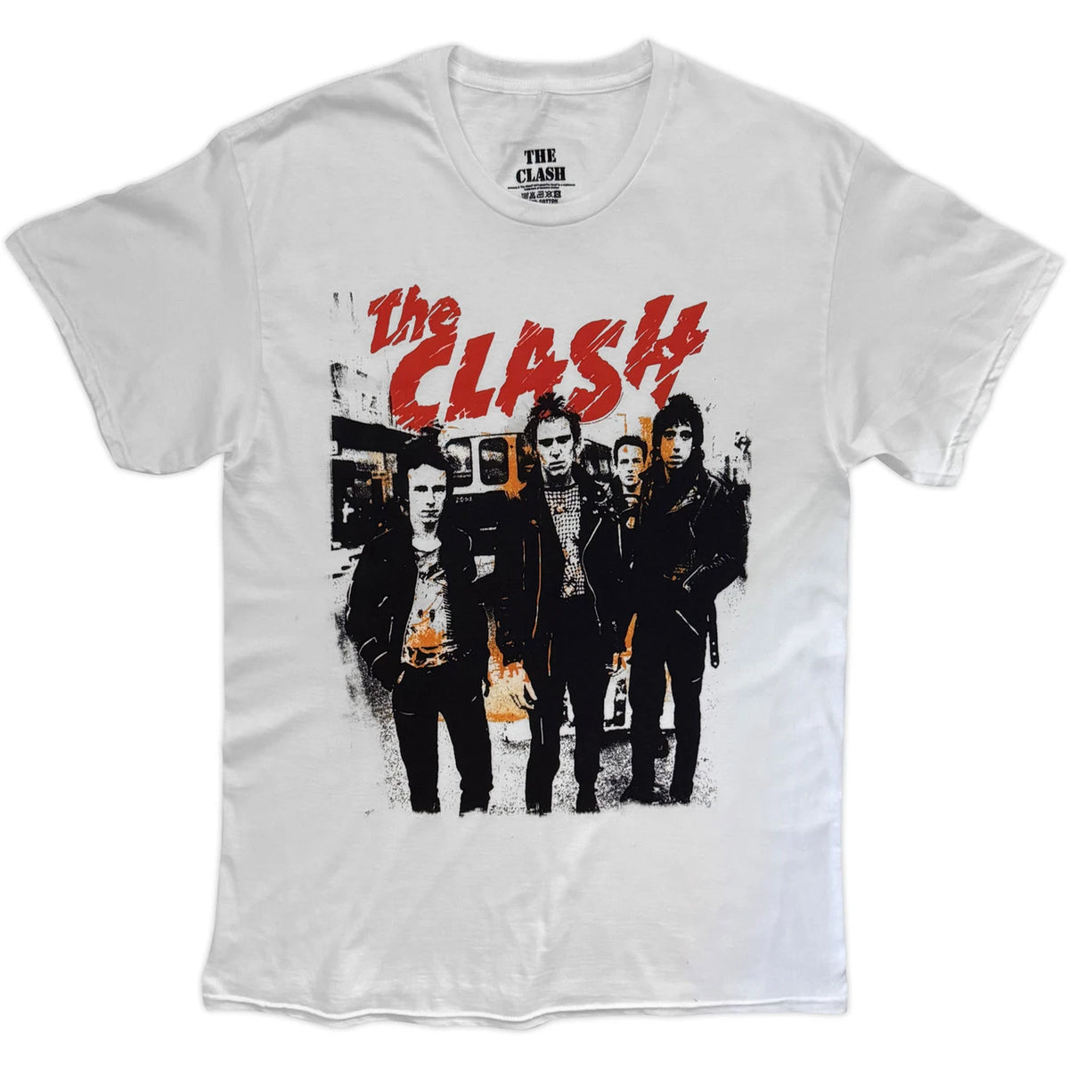 The Clash Unisex T-Shirt: Riot Band Photo (White)