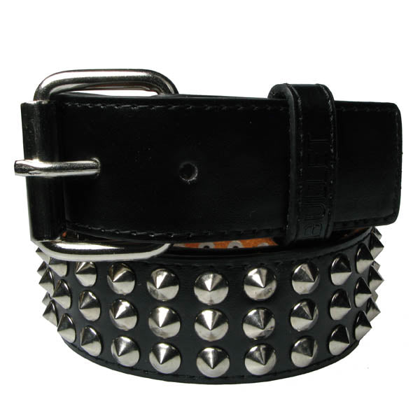 Vegan Leather Belt: 3 Row Conical Studs