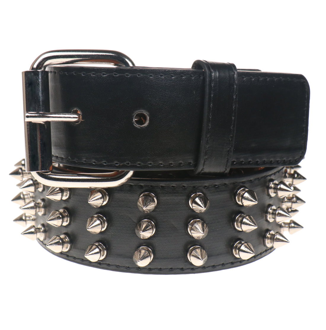 Vegan Leather Belt: 3 Row Spike Studs