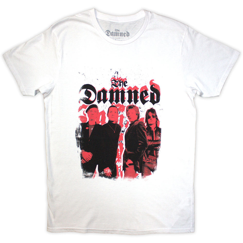 The Damned Unisex T-Shirt: Repeat Logo Photo (White)