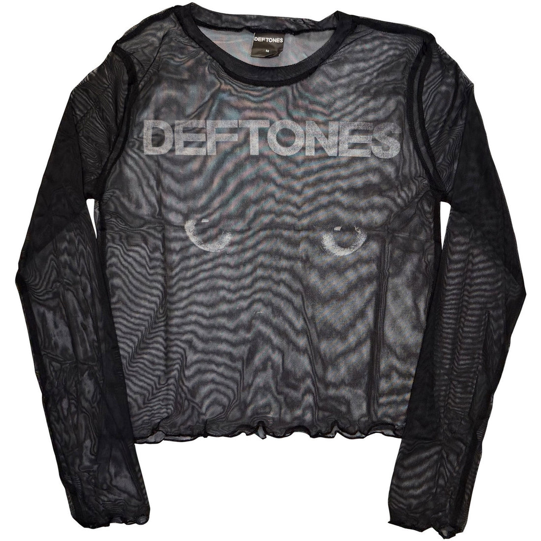 Deftones Ladies Long Sleeve Mesh Crop Top: Sphynx (Black)