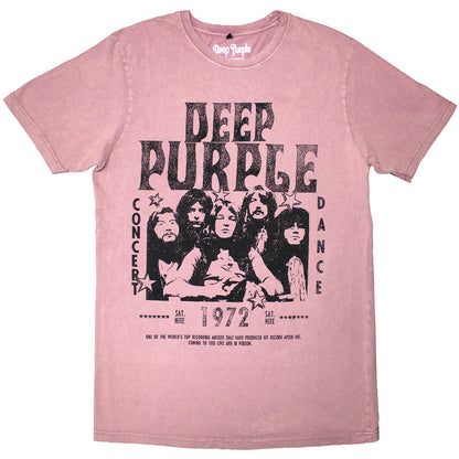 Deep Purple Unisex Stone Wash T-Shirt: 1972 Concert (Kashmir Red)