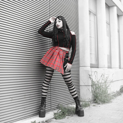 Fishnet Opaque Stripe Tights (Black)