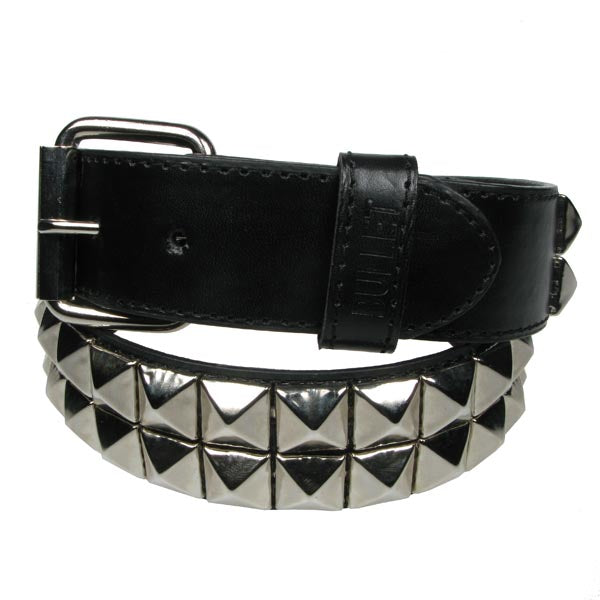 Vegan Leather Belt: 2 Row Pyramid Studs