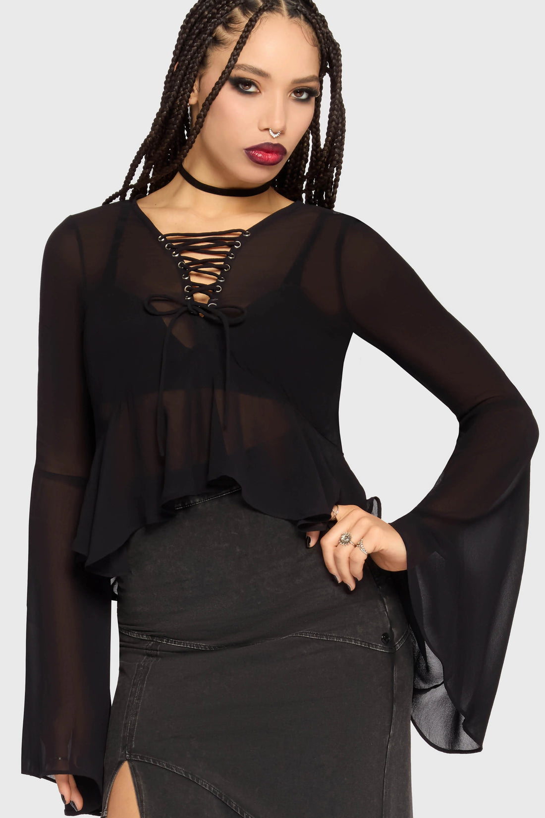 Gaia Adorned Long Sleeve Top (✦ Killstar)