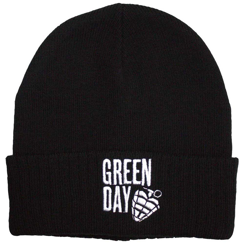 Green Day Unisex Beanie Hat: Stacked Logo &amp; Grenade (Black)