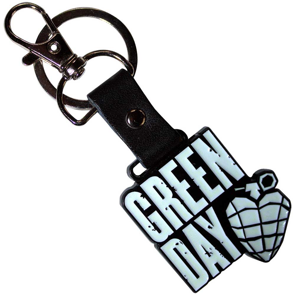 Green Day Keychain: Stacked Logo &amp; Grenade (Glow-in-the-Dark)