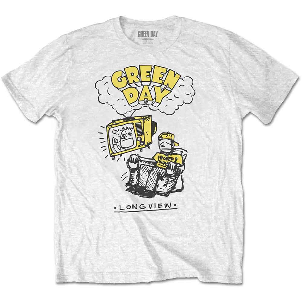 Green Day Unisex T-Shirt: Longview Doodle (White) 