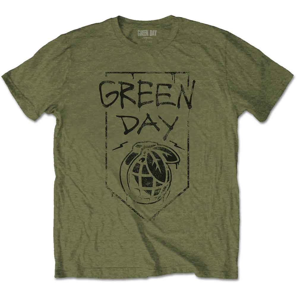 Green Day Unisex T-Shirt: Organic Grenade (Military Green) 